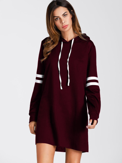 Varsity Striped Hoodie Dress