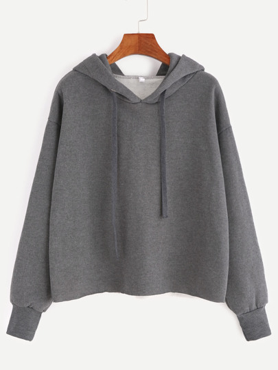 Sudadera hombro caído de capucha - gris