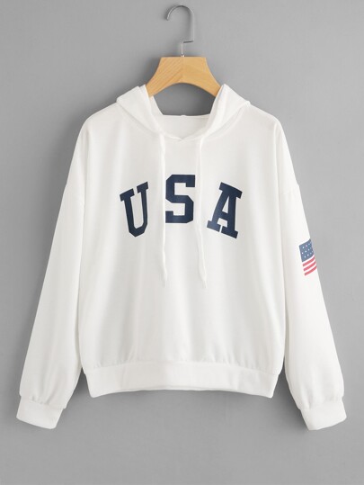 American Flag Print Hoodie