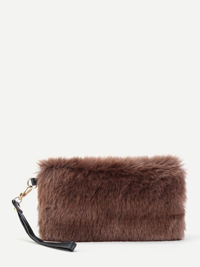 Faux Fur Design Clutch Bag