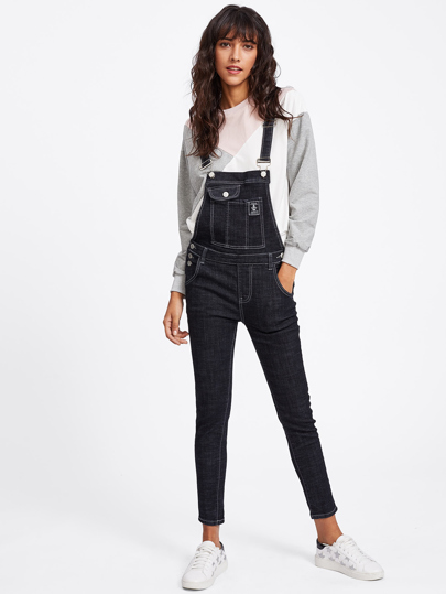 Pocket Front Denim Overalls