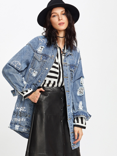 Zerrissene Jeans Jacke