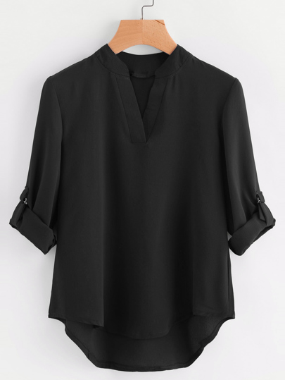 Blouse trapèze manche relevée