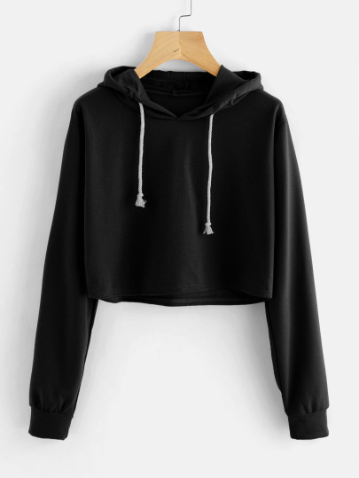 Sweat encapuchonné court avec cordon