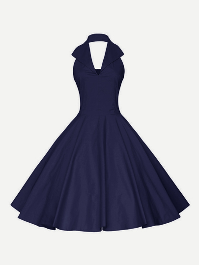 Plunging Sailor Nautical Circle Dress