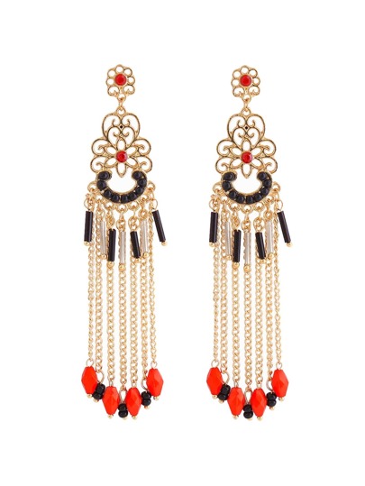 Pendientes con flecos y cadena