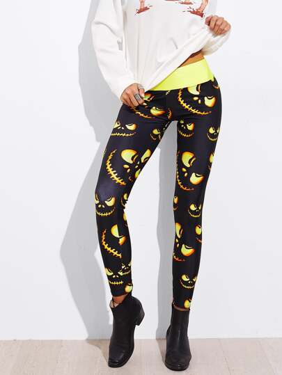 Leggings imprimé de citrouille de la Toussaint