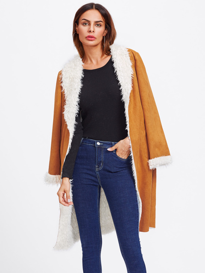 Mantel mit Schalkragen und Kunst Shearling