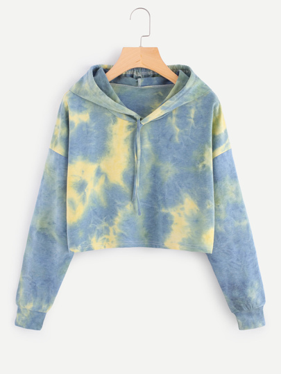 Sudadera corta de hombros caídos con efecto teñido