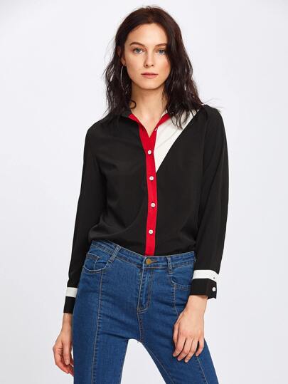 Color Block Cut And Sew Shirt
