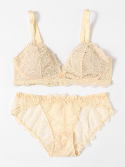 Ensemble de Linge dentelle floral avec nœud