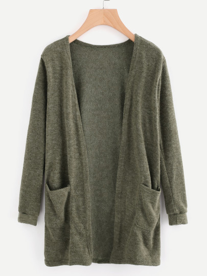 Open Front Cardigan With Pockets