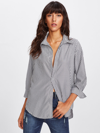 Shirt rayure avec pan incurvé