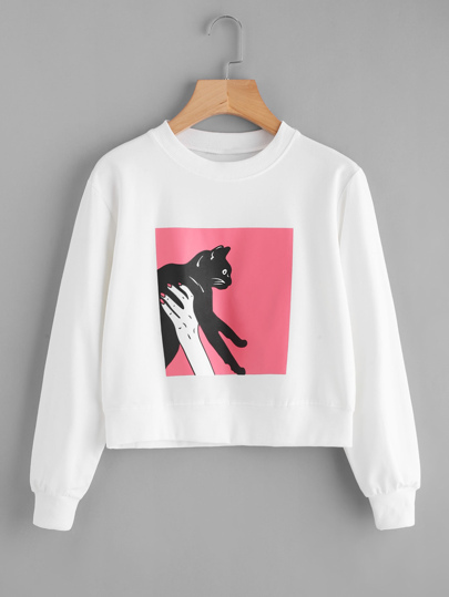 Sudadera estampada de gato