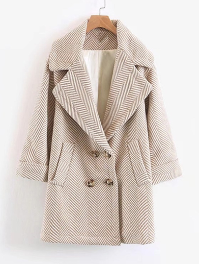Manteau en laine mélangée en cocon à rayures