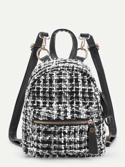 Pocket Front Tweed Backpack