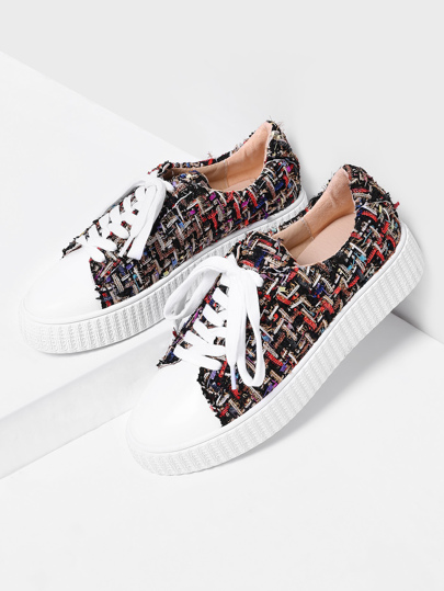 Zapatilla tweed con cordón