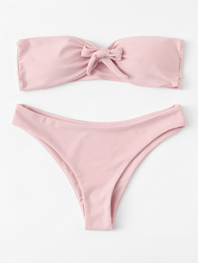 Knot Front Bandeau Bikini Set