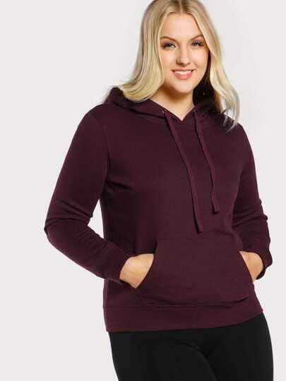 Front Pouch Hooded Sweatshirt BURGUNDY