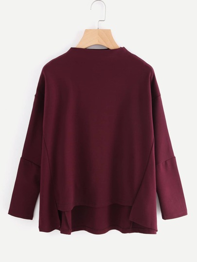 Cut Out Hem Mock Neck Tee