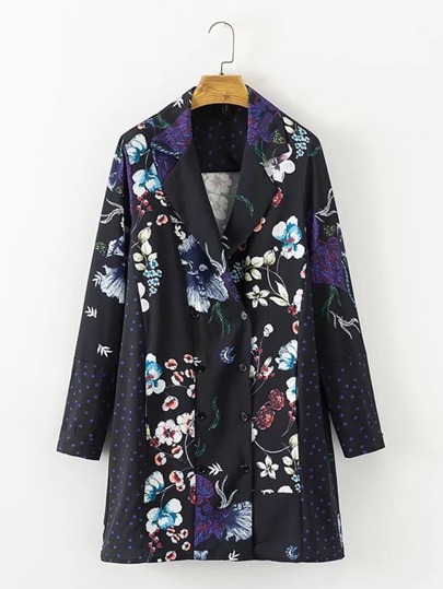 Flower & Dot Print Blazer Dress