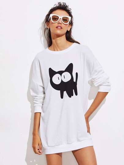 Sudadera larga con hombro caído