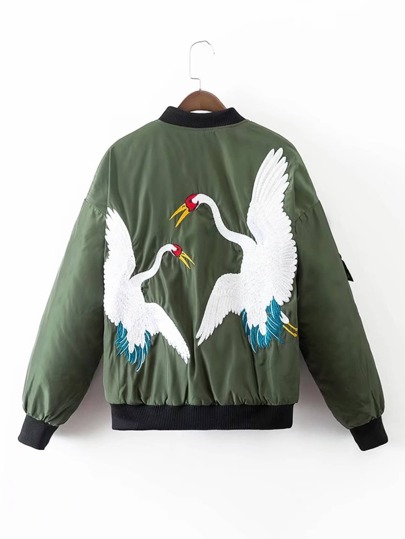 Blouson matelassé brodé des grues