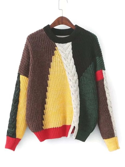 Jersey de punto de ochos de color combinado