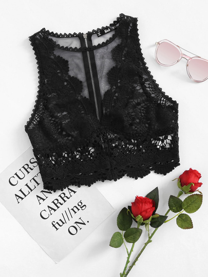Top débardeur avec applique dentelle