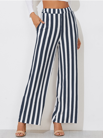 Pantalons avec jambe gros rayure