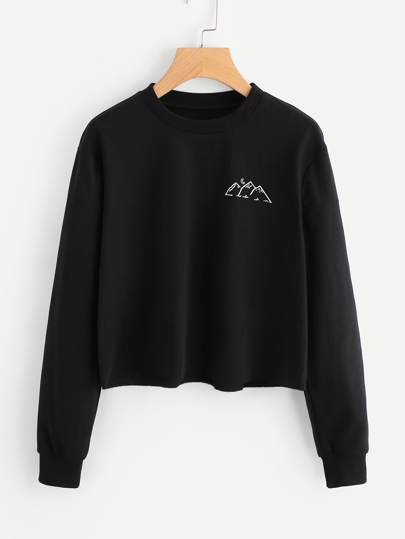 Sudadera con estampado de ribete deshilachado