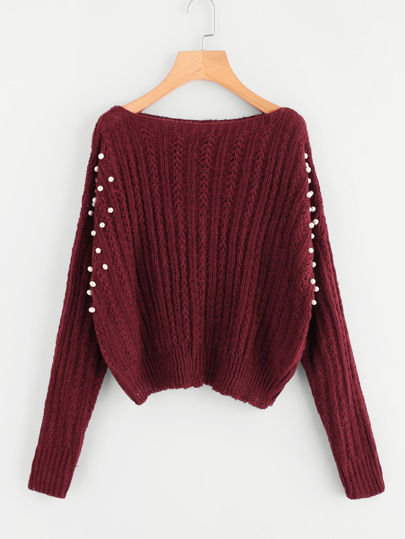 Jersey de punto con adorno de perla