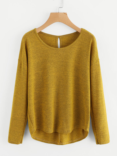 Tee-shirt trapèze en tricot martelé avec trou au dos