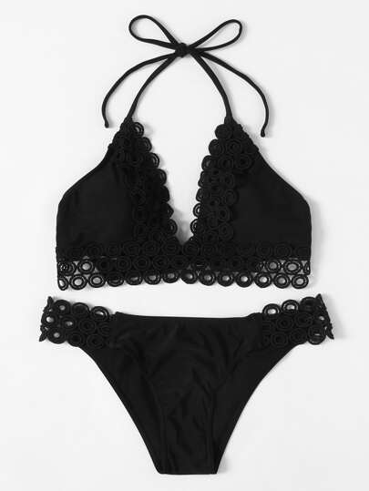 Crochet Trim Knot Bikini Set