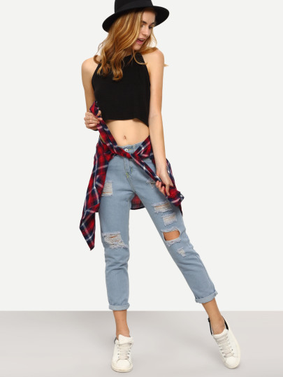 Pantalone in denim a vita alta