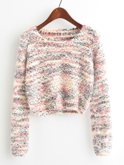 Pull tricoté court avec col rond