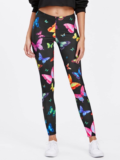 Leggings moulant imprimé papillon
