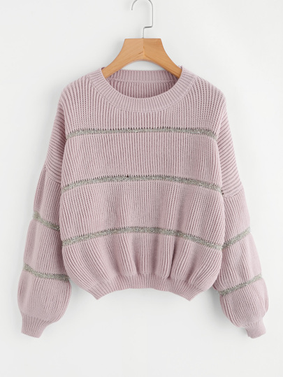 Glitter Insert Lantern Sleeve Jumper