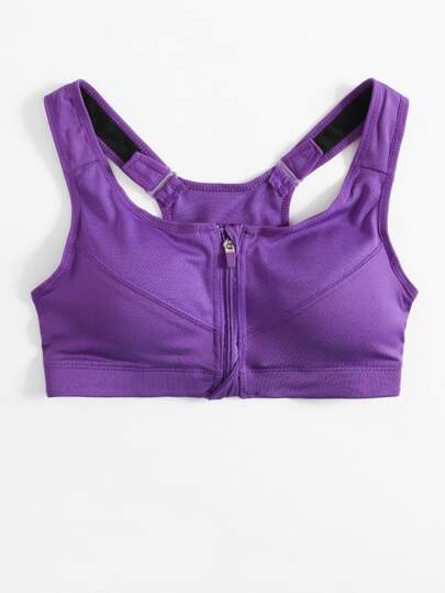 Zipper Front Racerback Sports Bra