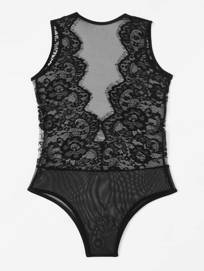 Body dentelle floral & maille
