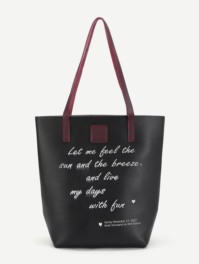 Tote con letras y monedero