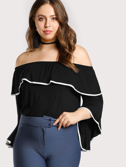 T-shirt con bordi a contrasto