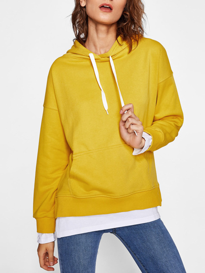 Pocket Front Vented Hem 2 In 1 Hoodie