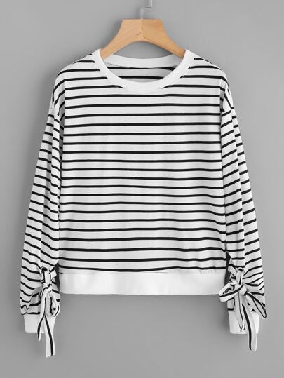 Tee rayure avec lacet de manche