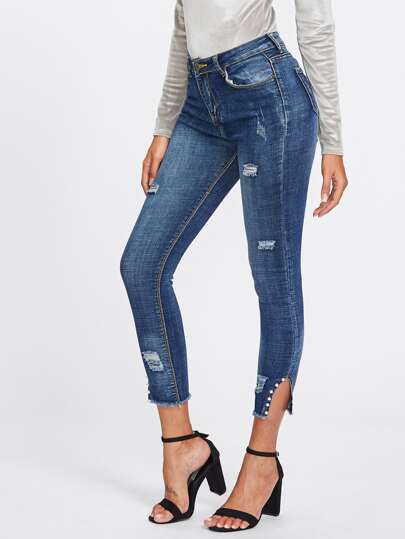 Jeans avec pan découpé