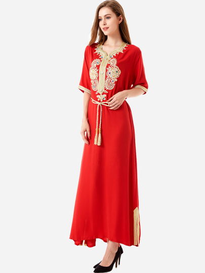 Vestido de ribete en contraste con diamante de imitación
