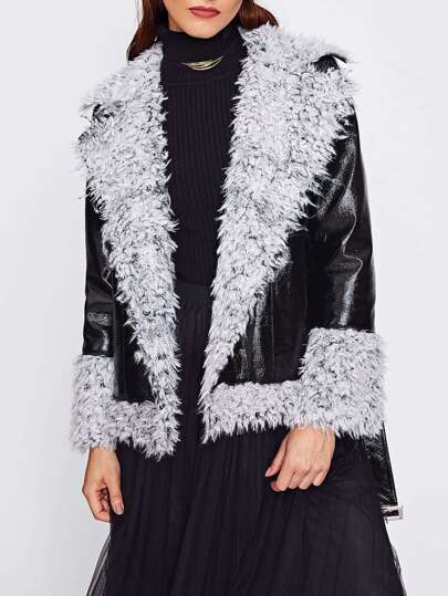 Chaqueta biker con forro sherpa