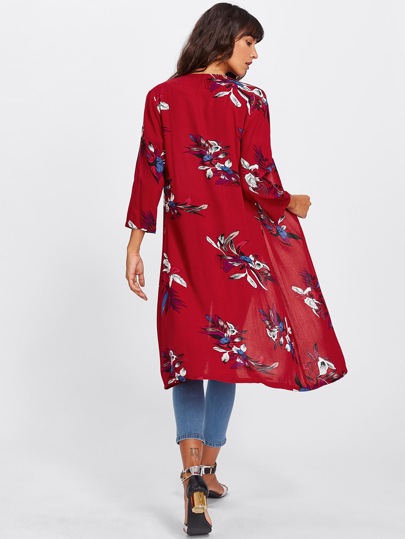 Kimono con estampado botánico