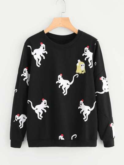 Allover Monkey Print Sweatshirt