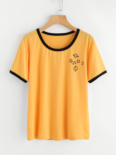 T-shirt con bordi a contrasto